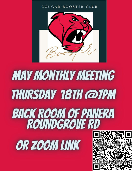 Booster May Monthly Meeting - 18th @7pm